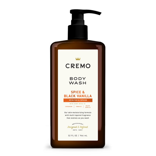 Cremo Rich-Lathering Spice & Black Vanilla Body Wash for Men, Notes of Spices, Dark Woods and Black Vanilla, 32 Fl Oz