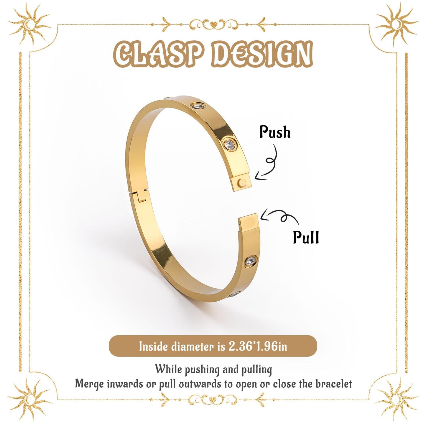18K Gold Plated Love Nail Bangle Bracelet Set, 4pcs Stackable Stainless Steel Bangles for Wife Mom Girlfriend Daughter