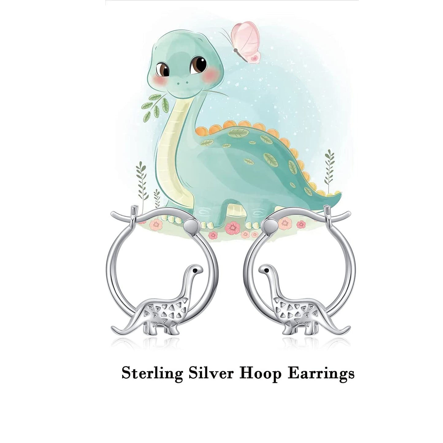Dinosaur Earrings Sterling Silver Small Hoop Earrings for sensitive ears Cute Dinosaur Jewelry Gifts for Women Daughter