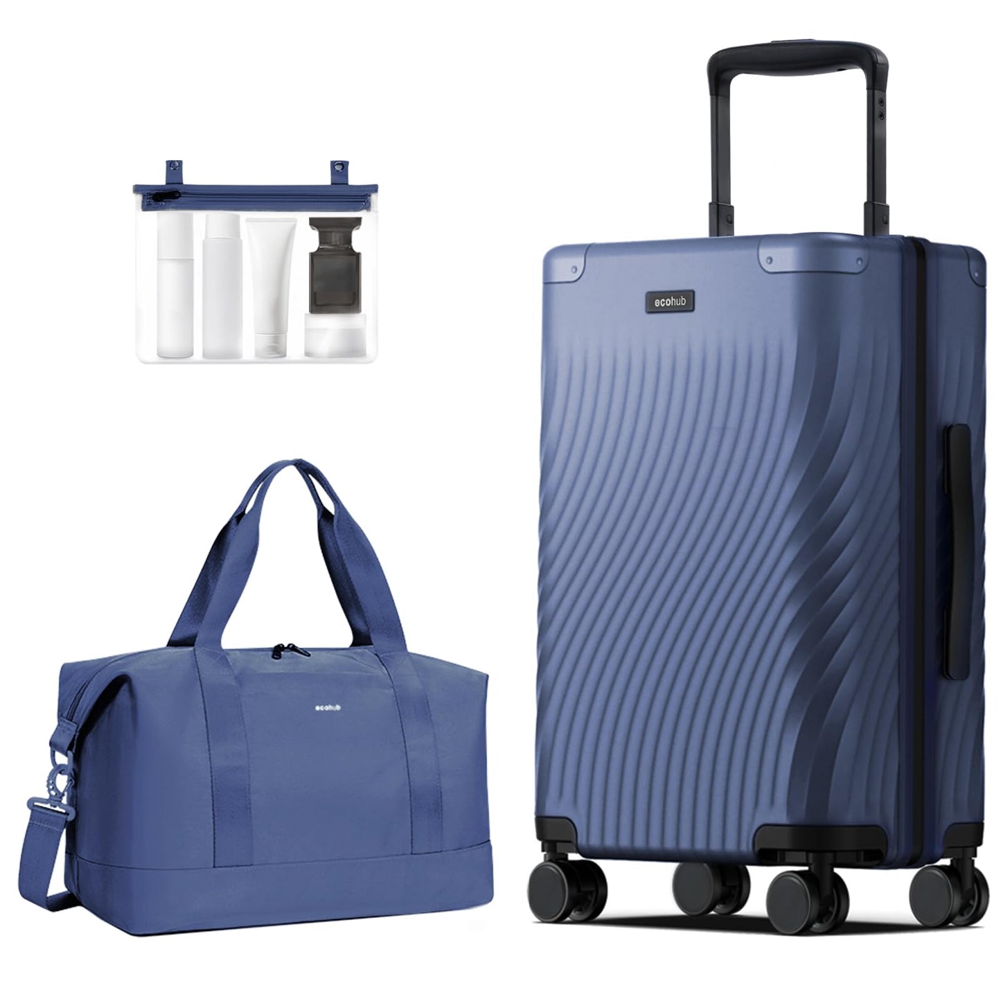 ECOHUB Hardside Expandable Carry On Luggage 2 Set and Packing Cubes 7 Set Tear-Resistant Packing Cubes, Blue