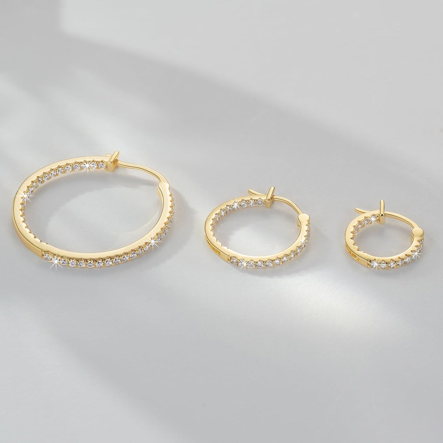 Aidomiya 14K Gold Earrings for Women Gold Hoop Earrings for Women Hoop Earring for Womens Hoops with Dual-sided Cubic Zirconia Hypoallergenic Hoops Earring for Womens Sensitive Ears 20MM