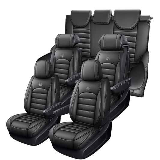 JOJ Seat Covers for Subaru Ascent 2019-2025,Custom Fit Nappa Leather Seat Covers Full Set for 7 Seats - Black Premium Leather Seat Protectors with Airbag Compatible & Easy Installation