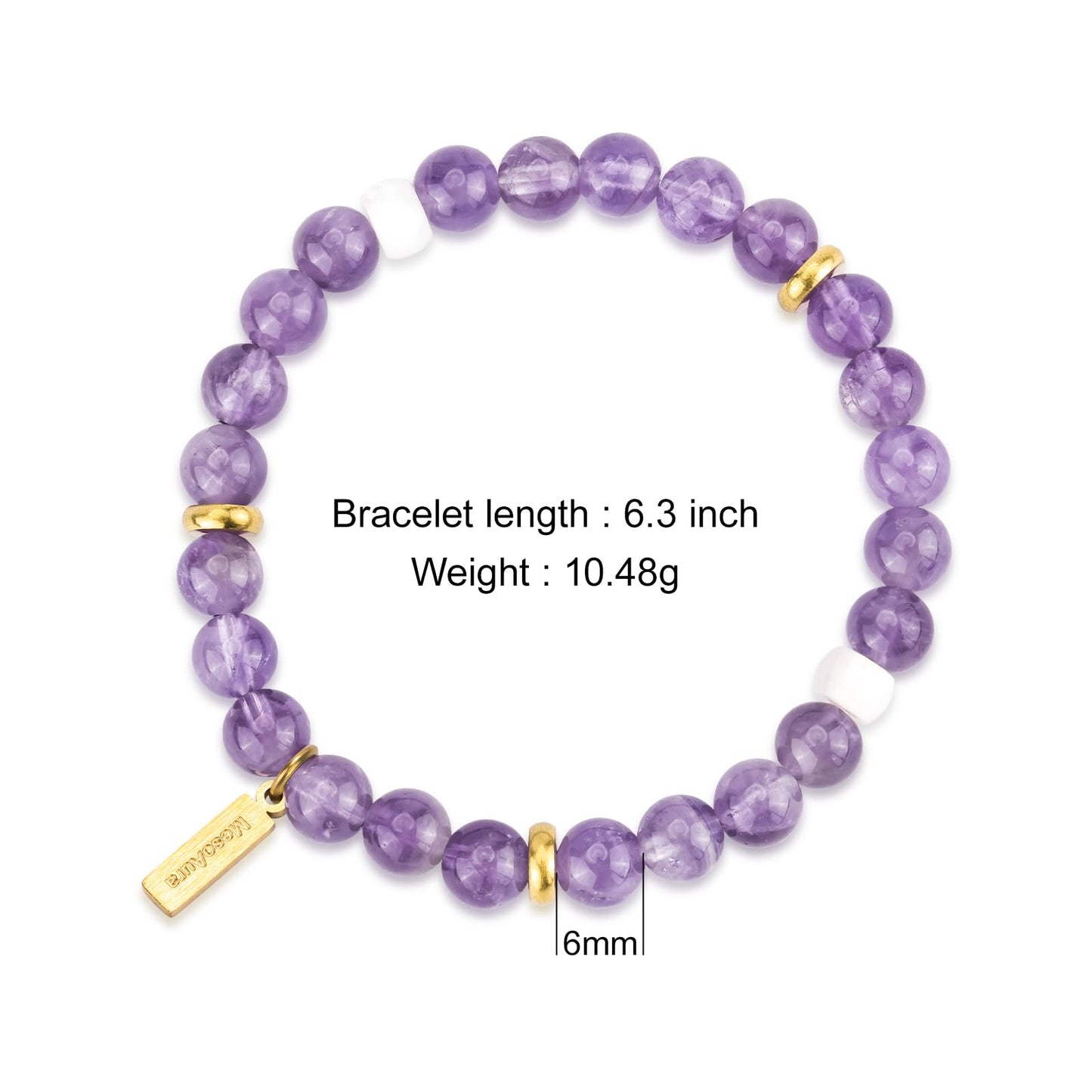 MesoAura Natural Garnet Bracelet – handmade Crystal Healing Jewelry for Women & Men – Root Chakra Balance, Vitality & Courage Energy Stone – Zodiac Capricorn Aquarius – Spiritual Gemstone Beaded Bracelet (Crown Chakra – Amethyst Arpeggio bracelet)
