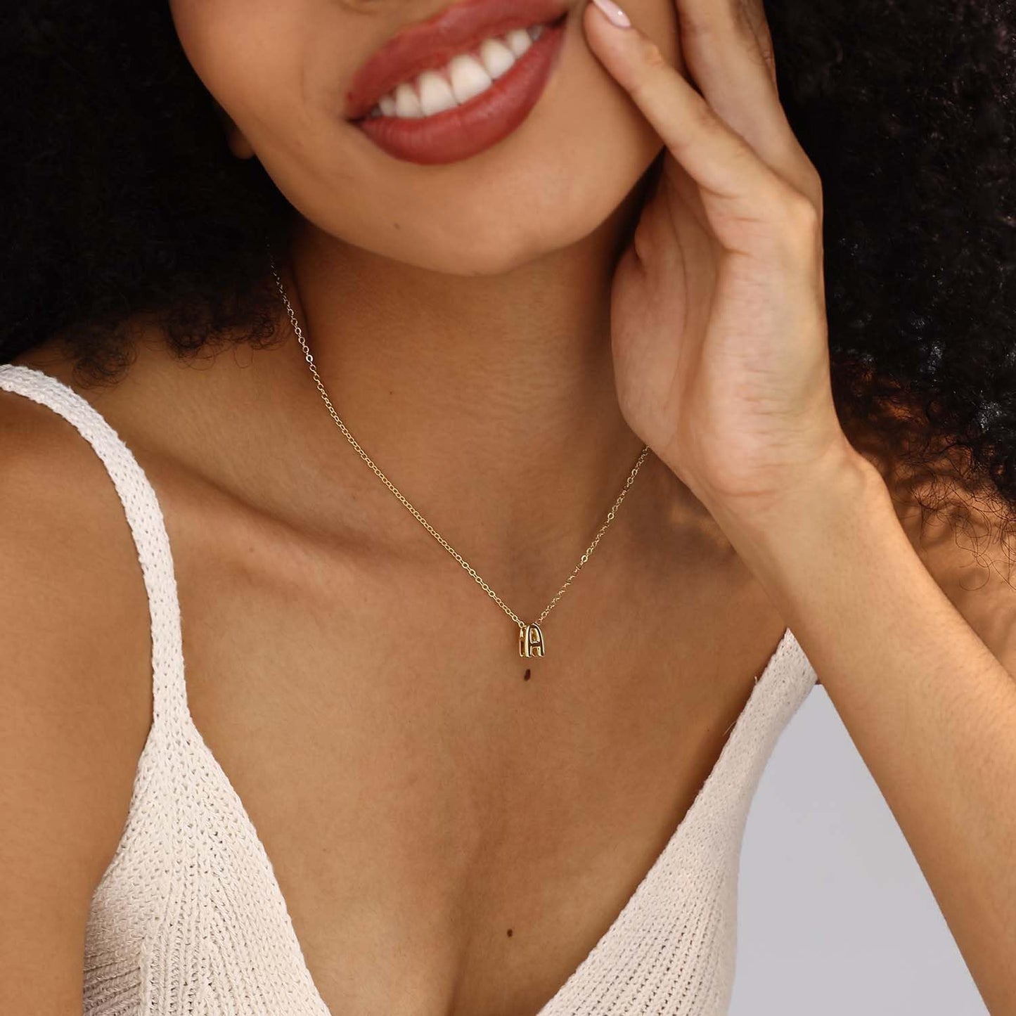 CUEZIY 14K Gold Plated Bubble Letter Necklace Initial Necklaces for Women Dainty Personalized Charm Pendant Name Necklace Cute Non Tarnish Fashion Accessories Teen Gift Trendy Stuff Jewelry Gifts