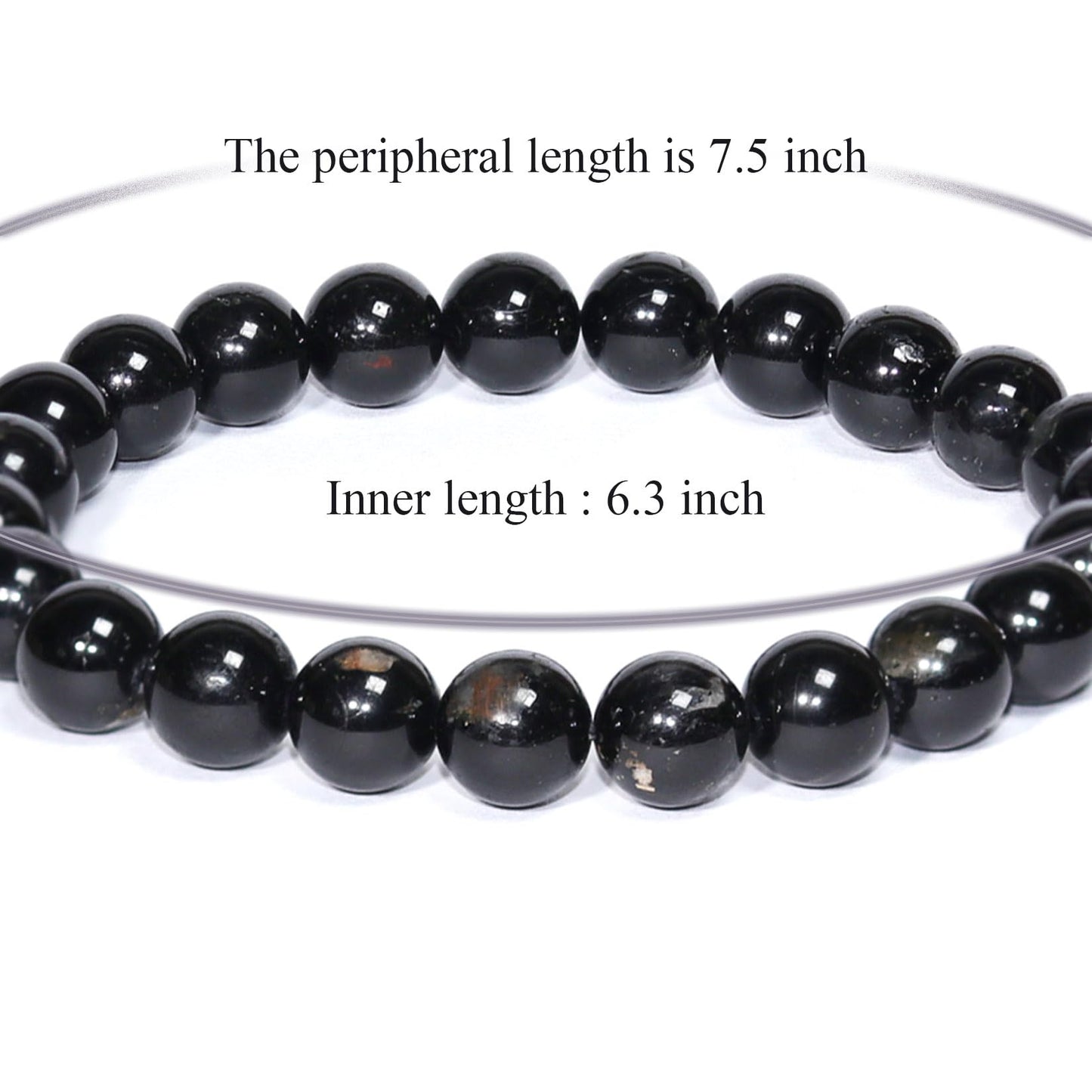 DAZCOLO 8mm Natural Gemstone Stretch Bracelet, Handmade Unisex Crystal Bracelets for Meditation, Yoga, Spiritual Healing & Positive Energy (Black Tourmaline)