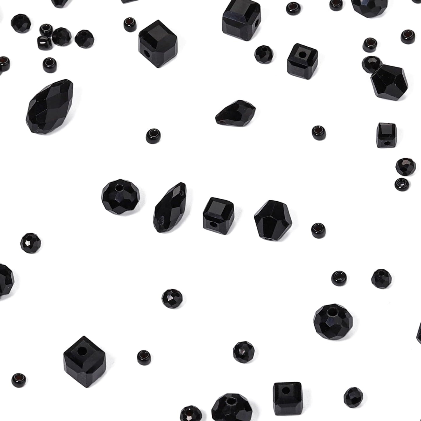 Song Xi 1500PCS Glass Beads for Jewelry Making, Assorted Faceted Crystal Beads Kit for Bracelet Earring Necklace, for DIY Clear and Iridescent Christmas Gift (Black) ﻿ ﻿