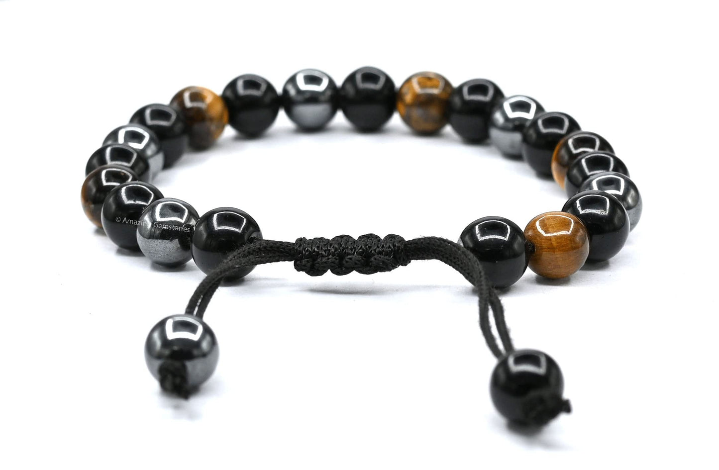 Amazing Gemstone Triple Protection Bracelet - Hematite Black Obsidian Tiger Eye Bracelet Set for Men Women Healing Calming Anxiety Stress Relief Gifts (Adjustable)