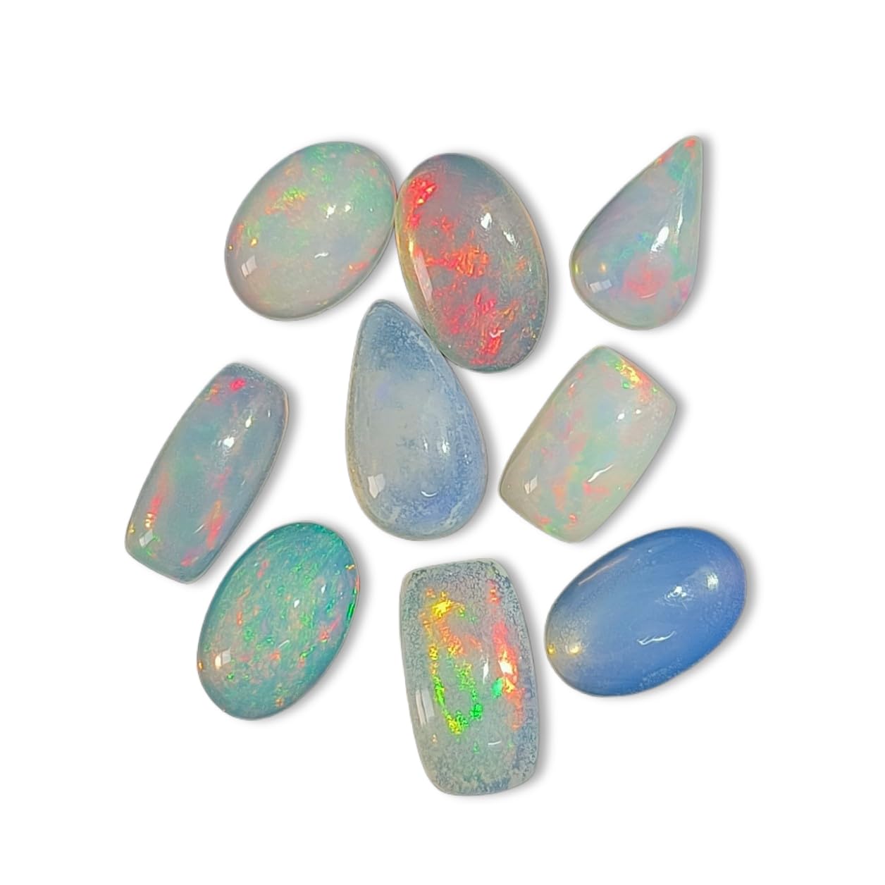 Natural 2 Cts Calibrated AAAA+ Ethiopian Opal Gemstones Cabochons Lot 4-6 MM Multi Fire Welo Opal Stones for Jewelry Making Supplies Healing Crystals Gems Loose Gemstones 7-10 Pcs