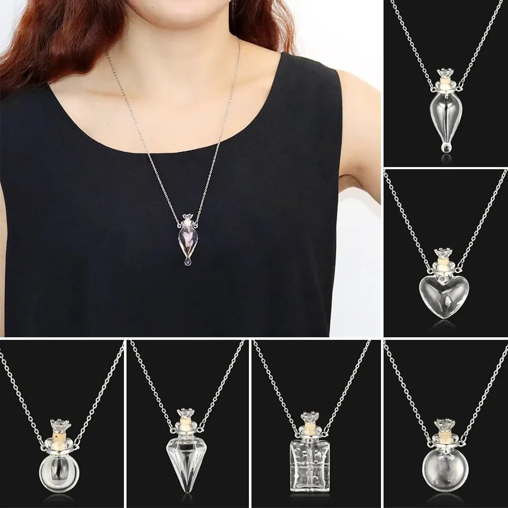 925 Sterling Silver Blood Vial Necklace For Women and Men - Glass Vial Pendant Necklace Perfume Bottle - Water Container Jar For Liquid Oil Diffuser Vial Jewelry