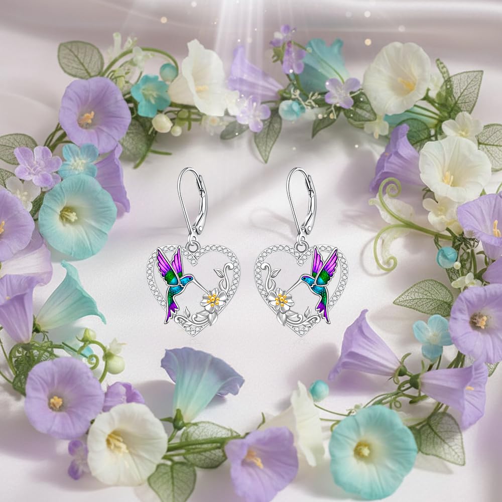 Hummingbird Earrings for Women Sterling Silver Hummingbird Earrings Dangle Jewelry Gifts Memorial Birthday Gifts