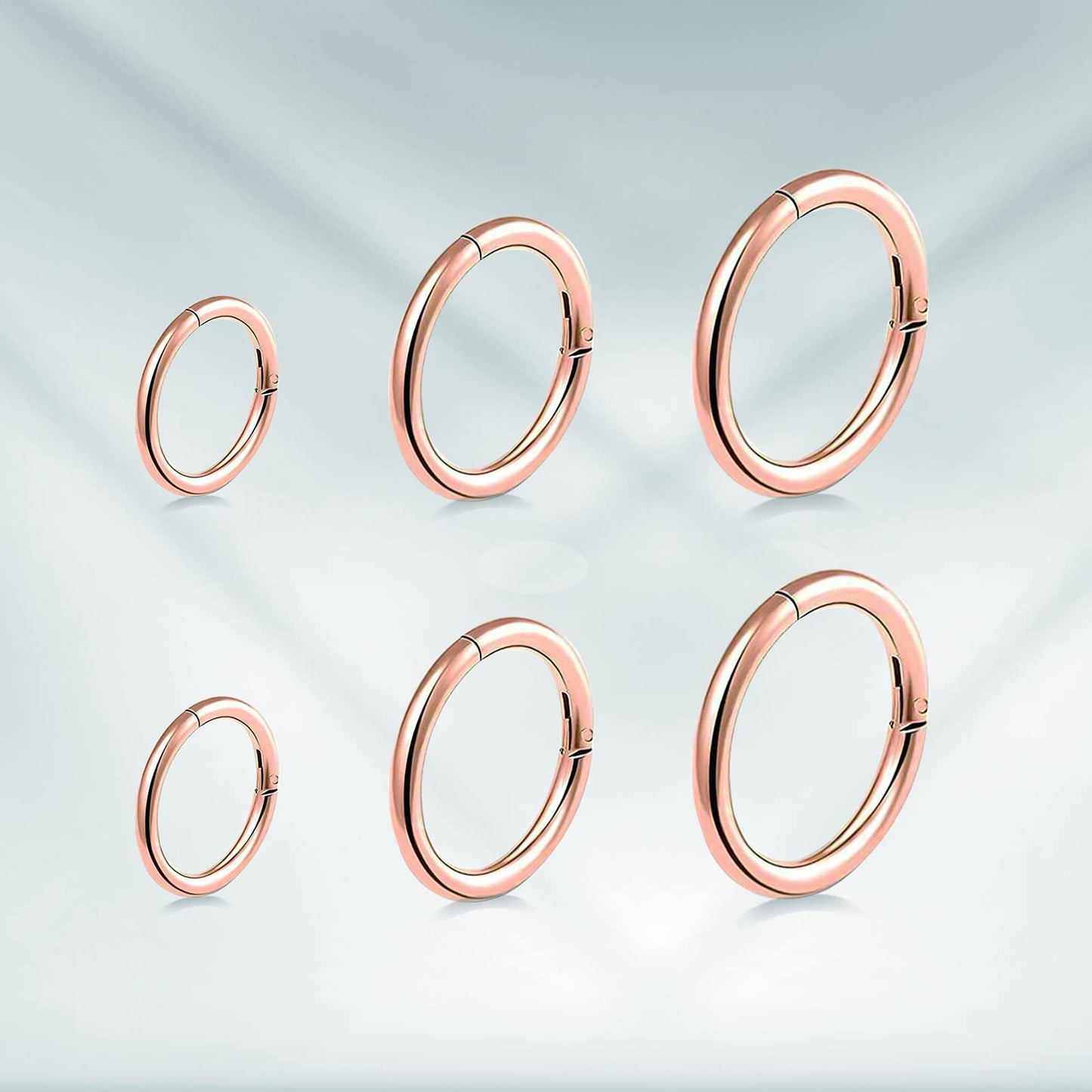 BOGKU 6pcs G23 Titanium Septum Rings Hinged Nose Ring Hoops for Women 16G Cartilage Hoop Earrings Body Piercing Jewelry Lip Rings - Diameter 6mm 8mm 10mm