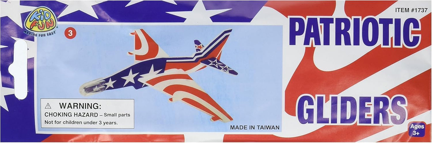 US Toy Patriotic Foam Gliders (12 Pack) – Red White Blue Airplane Toys for Kids Party Favors 4th of July Independence Day Classroom Prizes Outdoor Flying Toys