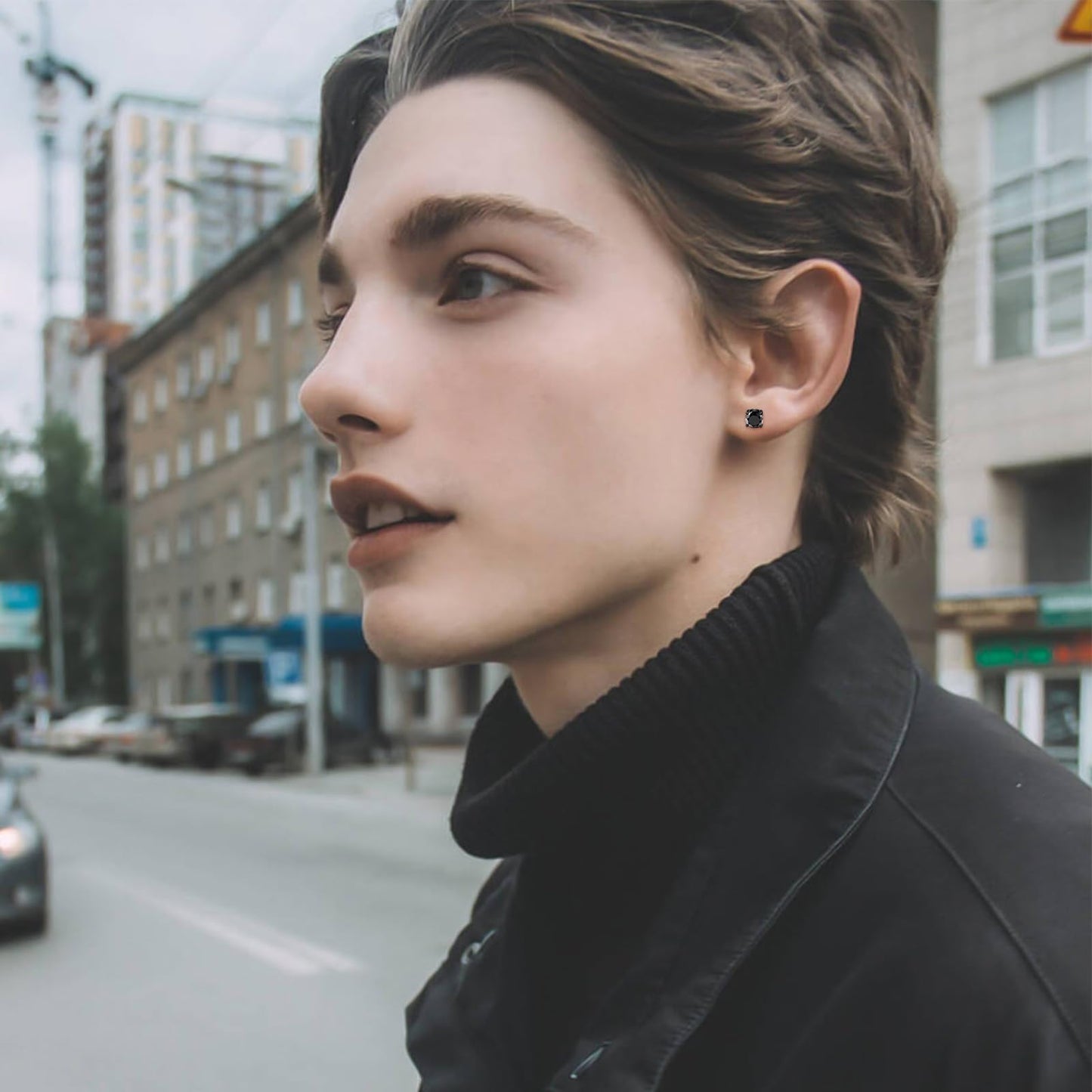 NEWITIN 6 Pairs Stainless Steel Magnetic Stud Earrings for Men Clip on Earring Magnetic Earring Unisex Non Piercing CZ Magnet Studs Diamond Earrings for Women Men