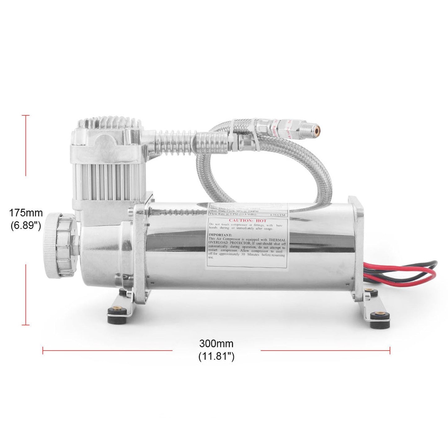 Heavy Duty Universal 200PSI Air Horn Compressor 1/4NPT Hose Kit Compatible With For Suspension/Air Bag/Train Horn DC 12V 480C