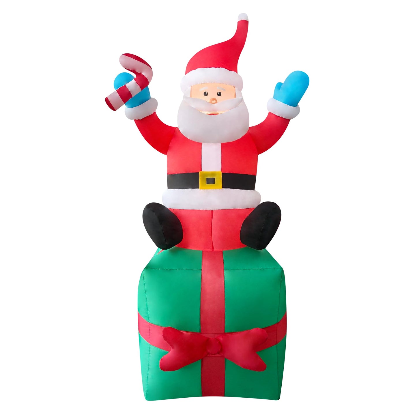 EEkiiqi 2 Packs 6FT Inflatable Christmas Santa Claus on Gift Box and Gingerbread Man Blow Up Decor for Christmas Outdoor/Doorway/Lawn Decor/Yard Party Decoration