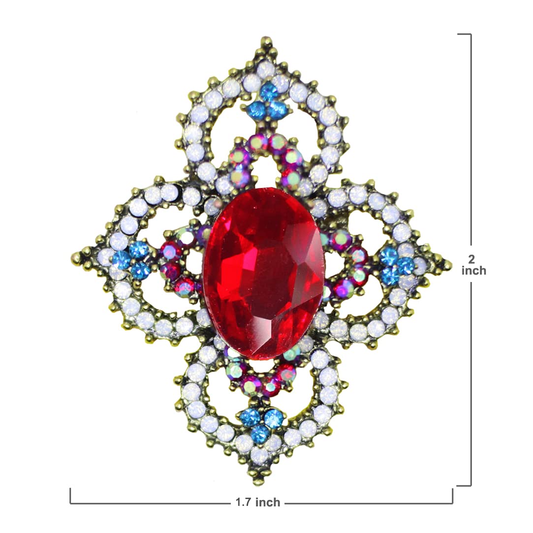 Red Flower Vintage Brooch Pins for Women Girls Fashion Christmas Retro Vintage