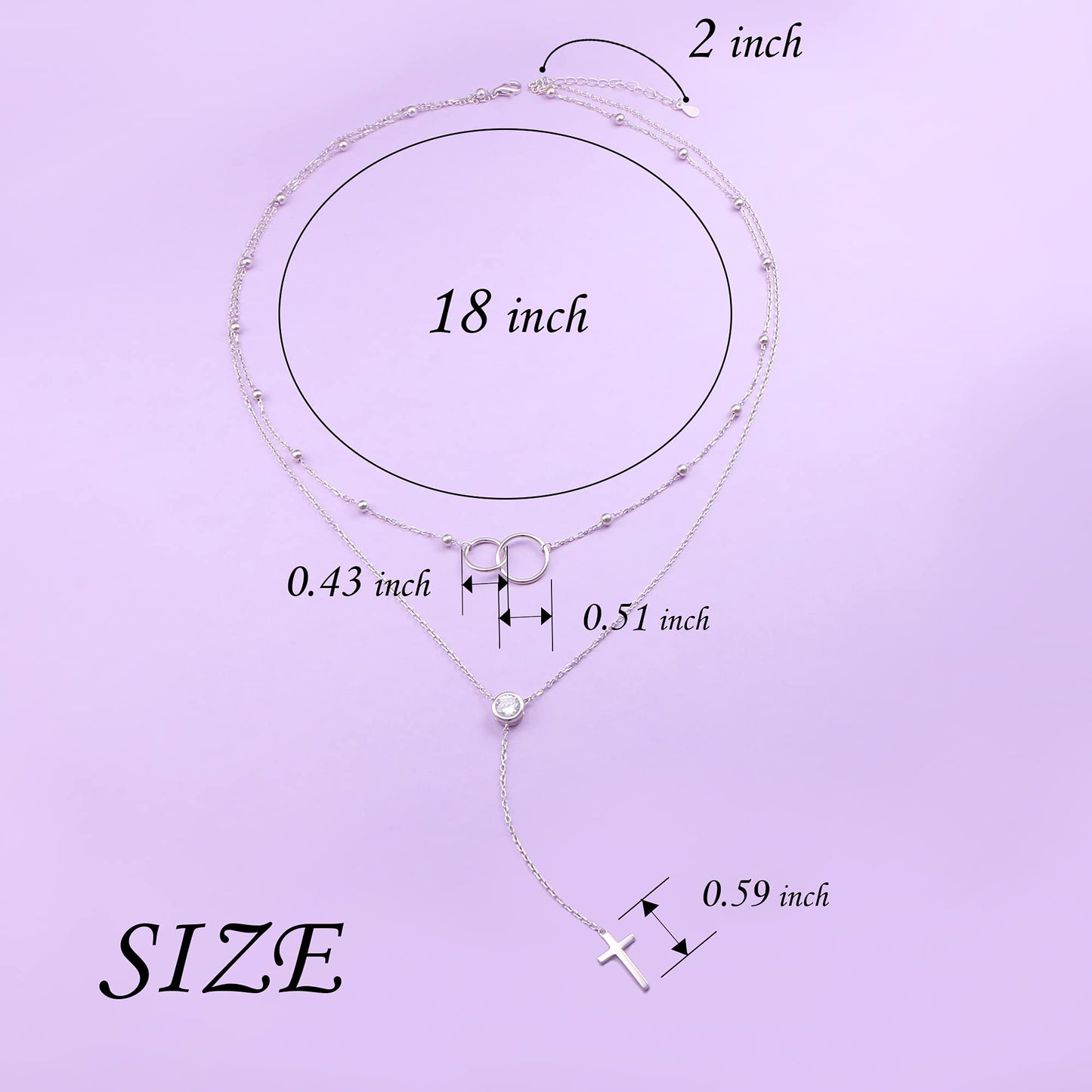 FLYOW Layered Cross Necklace 925 Sterling Silver Two Interlocking Infinity Circles Choker Y Lariat Long Necklace Mothers Day Birthday Gifts for Women