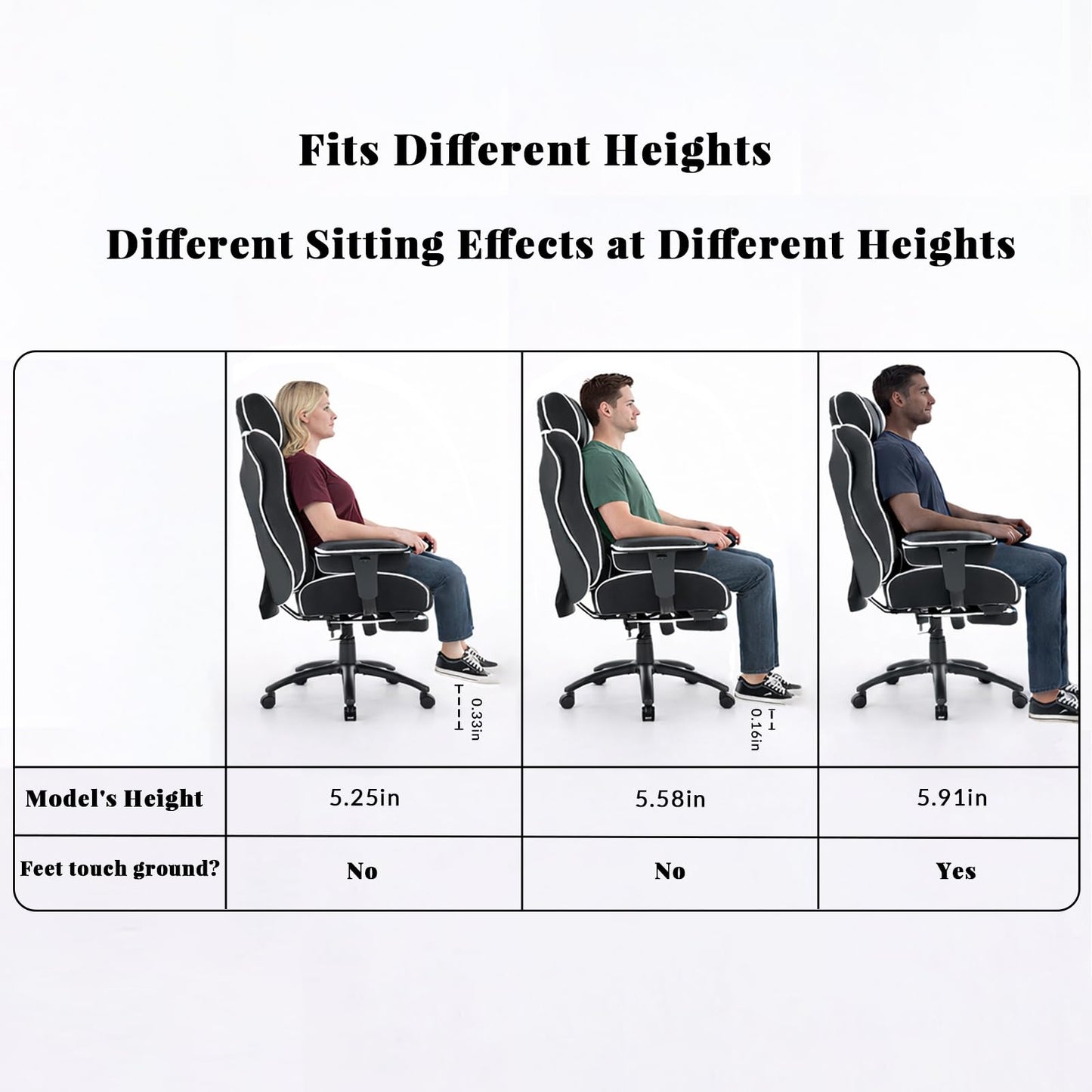 DJ·Wang Big and Tall Office Chair with Foot Rest, High Back Executive Office Chair PU Leather, Ergonomic Chairs with Lumbar Support, 135° Reclining Chairs with Thickened Spring Cushion Black
