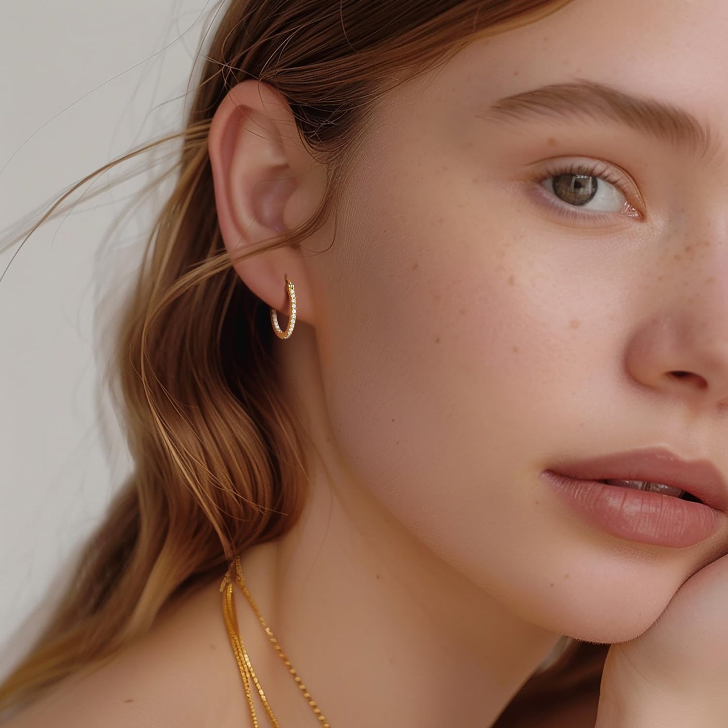 Aidomiya 14K Gold Earrings for Women Gold Hoop Earrings for Women Hoop Earring for Womens Hoops with Dual-sided Cubic Zirconia Hypoallergenic Hoops Earring for Womens Sensitive Ears 20MM