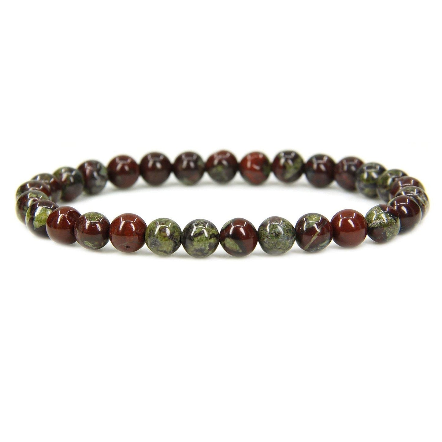 Angelstones Handmade Natural Dragon Blood Jasper Healing Gemstone 6mm Round Beads Stretch Crystal Bracelet 7 Inch Unisex