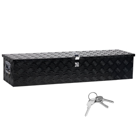 Parts-Diyer 49'' Truck Trailer Tool Box Utility Aluminum Truck Bed Storage Toolboxes Pickup Flatbed Underbody Organizer Lockable with Keys, Black