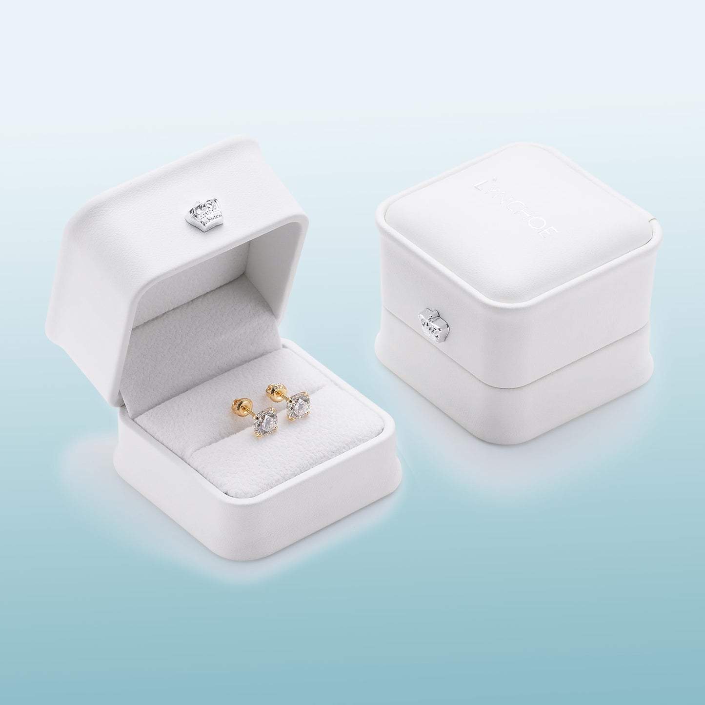 Lab-Grown Diamond Stud Earrings in Hypoallergenic 925 Sterling Silver, Screw Back, 1/5 to 2 1/2 Cttw, Round Princess Cushion Cut, 4 Prong, G-H Color, SI Clarity (14k Yellow Gold Plated, 0.3 cttw (0.15ct each)-3.3mm, White Round Diamond)