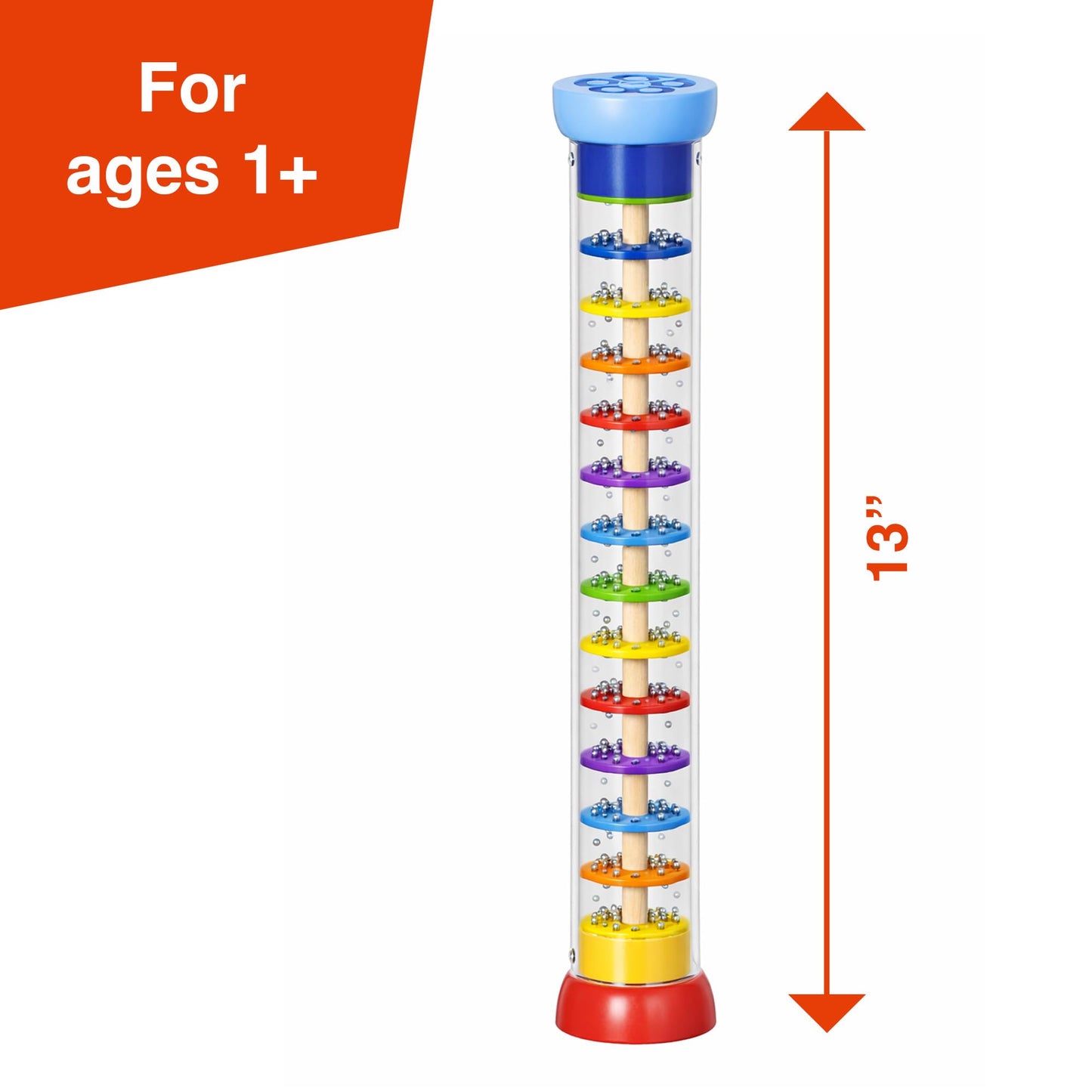 Goki Wooden Rain Stick Musical Instrument I Montessori Rainmaker Toy for Toddlers 1-3 - Sensory Baby Rattle & Auditory Development Toy for Boys & Girls - Wooden Rainstick