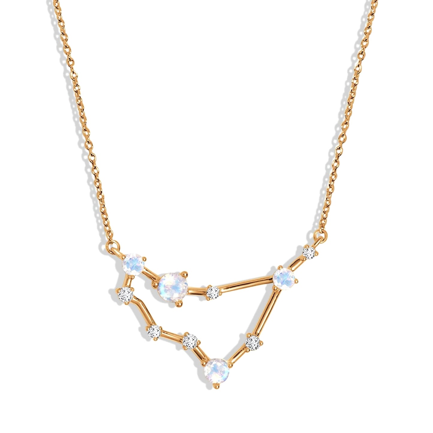 Moon Magic Moonstone Necklace - Capricorn Zodiac Constellation / 925 Sterling Silver - 18k Rose Gold - Yellow Gold Rainbow Moonstone Necklaces for Women/Authentic Rainbow Crystal Jewelry