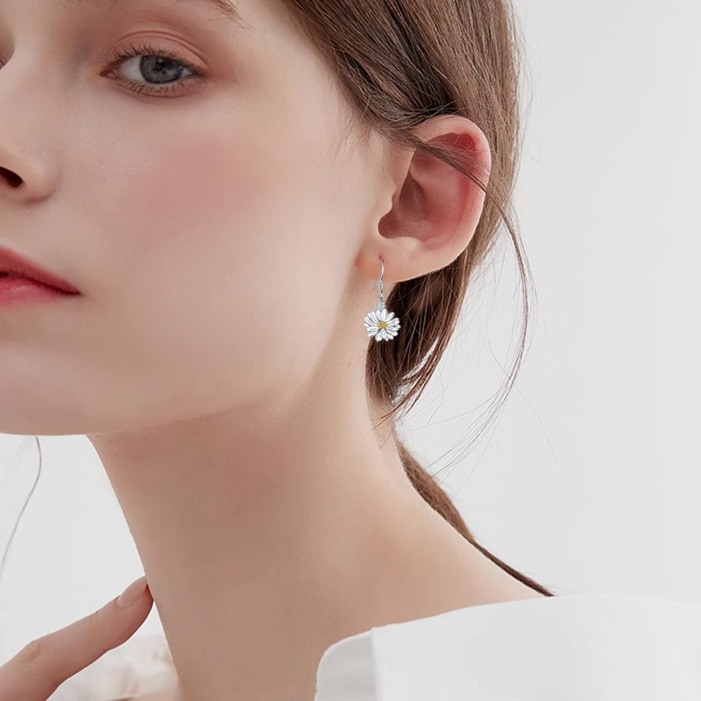 Daisy Earrings 925 Sterling Silver Flower Earrings Daisy Jewelry Gifts for Women