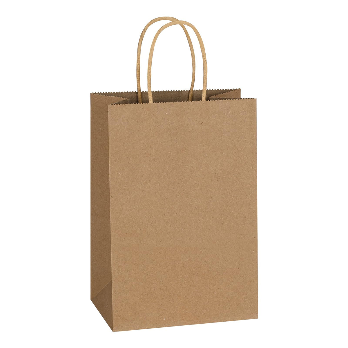 Mlyta 100 Pack 5.25x3.25x8.5 Inch Plain Small Brown Kraft Paper Gift Bags with Handles Bulk for Goodie, Party Favor Brithday Grocery Shopping, Small Business Wedding Retail Treat, Merchandise Sacks