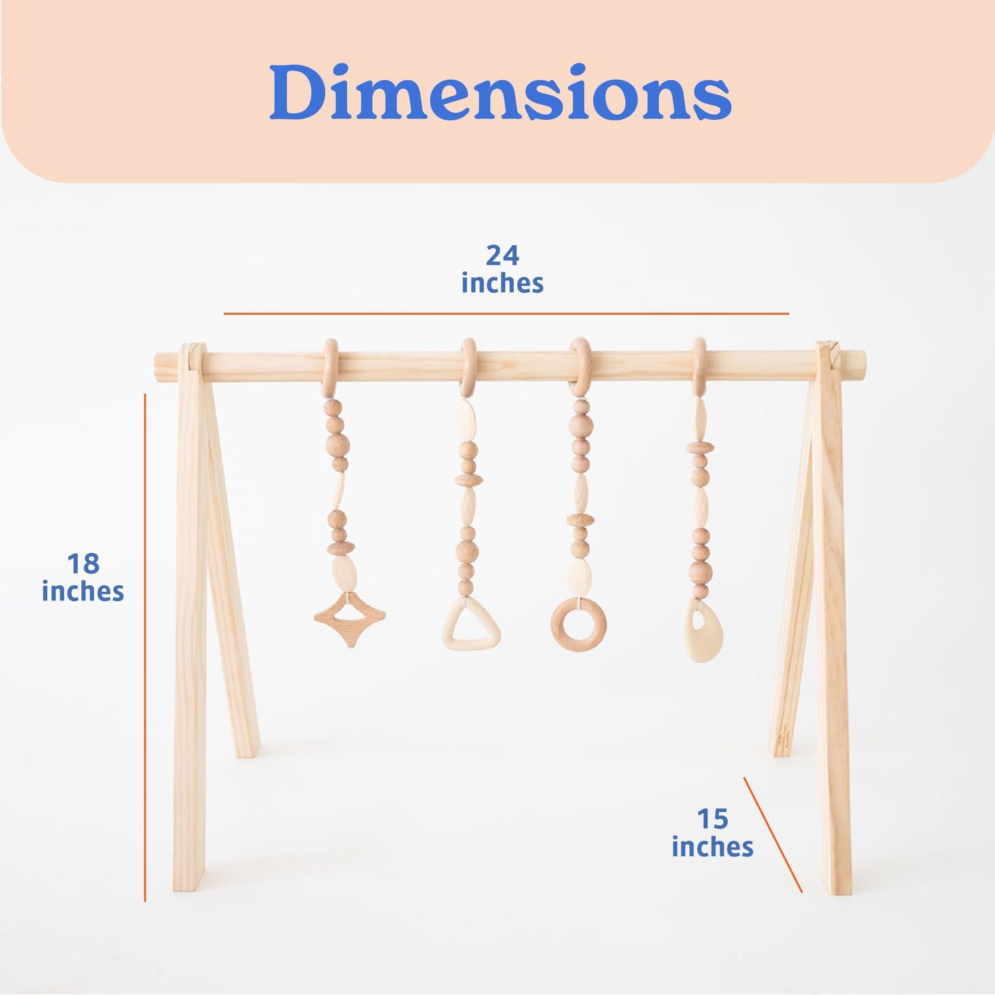Poppyseed Play Wooden Baby Play Gym | Montessori-Inspired Activity Center with 4 Hanging Toys | Natural Wood & Silicone | Ideal for Tummy Time, Sensory Play & Motor Skill Growth | 0-12 Months