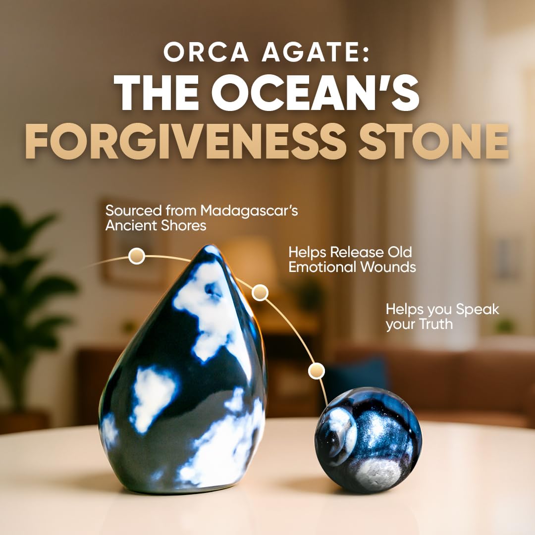 Conscious Items Exotic Orca Agate Bracelet of Deep Healing, Gray Blue White Agate Stress Bracelet for Calm, Inner Peace, & Confidence, Rare Madagascar Healing Stone Bracelets for Women & Men
