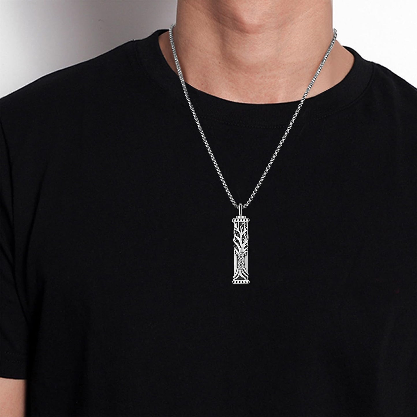 Square Urn Necklaces for Ashes Sterling Silver Tree of Life Ash Pendants Cremation Jewelry Keepsake Pendant Memorial Jewelry Gifts for Ashes of Loved Ones