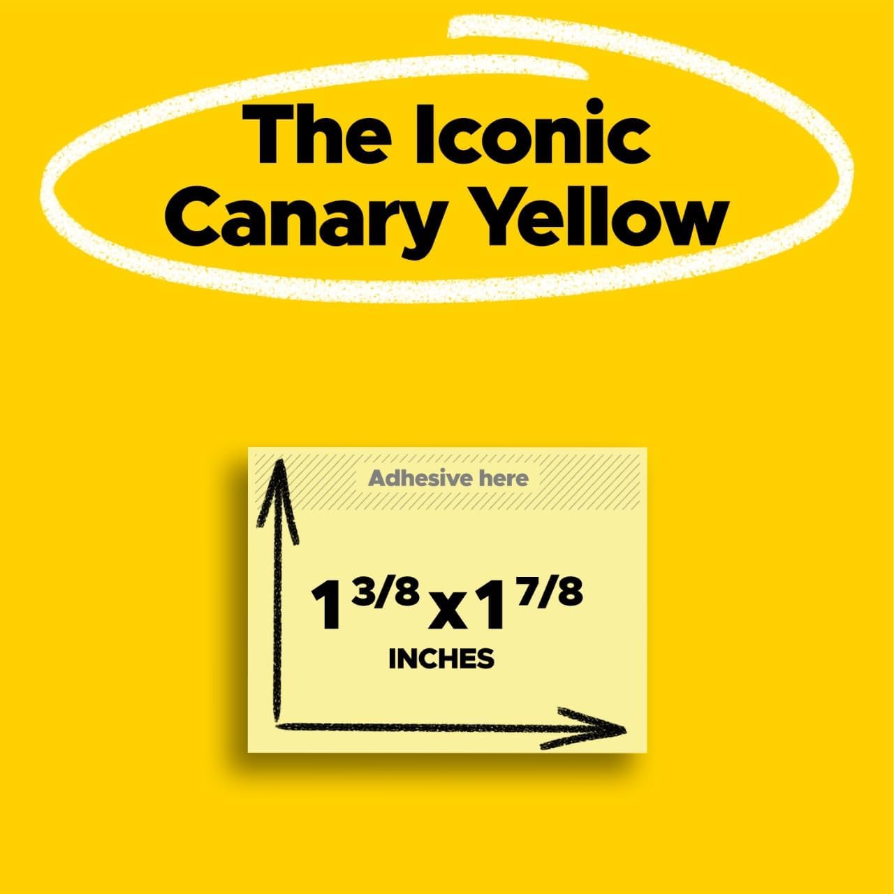 Post-it Notes, 1/3/8 x 1 7/8 in, 24 Sticky Notes Pads, 100 Sheets per Pad, Canary Yellow, The Original Post-it Note, School Supplies and Oﬃce Products