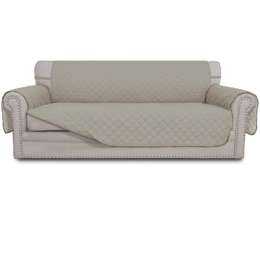 Easy-Going Reversible Couch Cover for 3 Cushion Couch Sofa Cover for Dogs Water Resistant Furniture Protector Cover with Foam Sticks Elastic Straps for Pet Cat (Sofa, Beige/Beige)