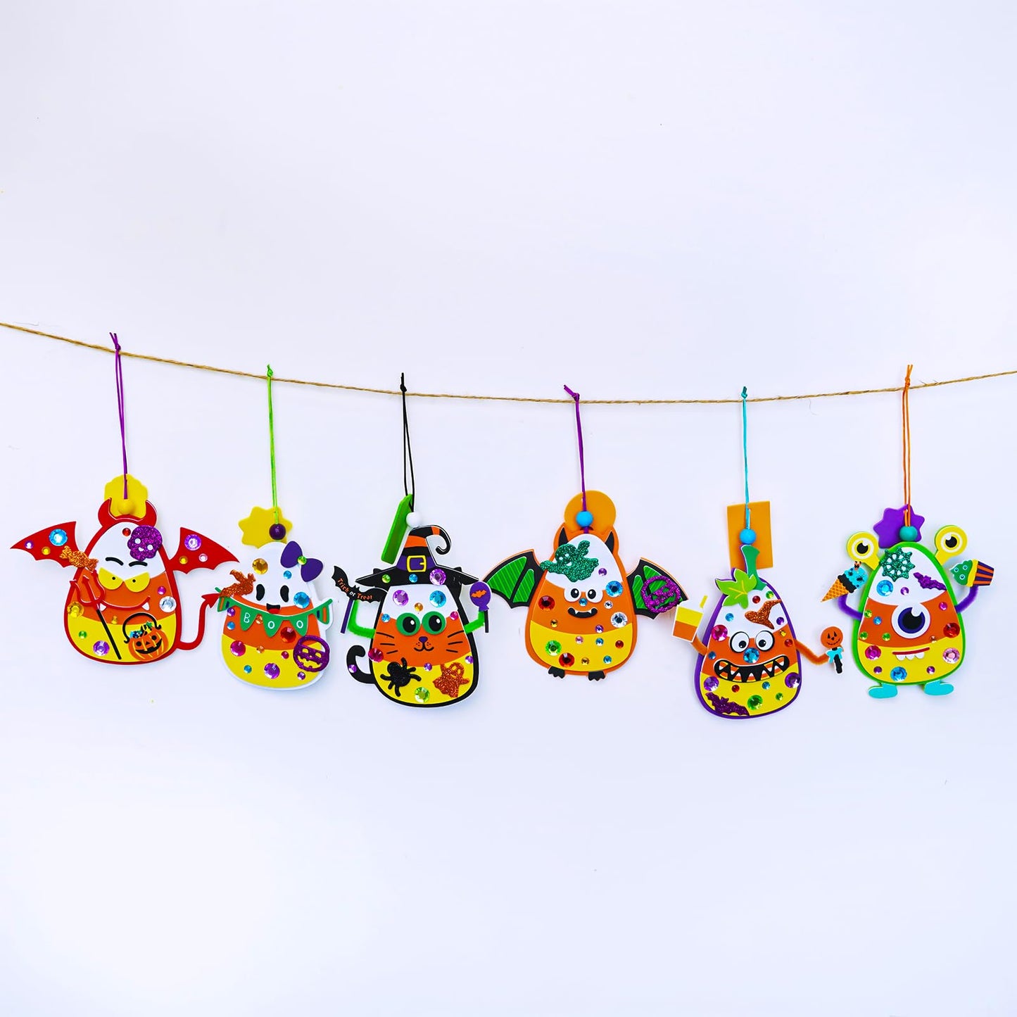 Winlyn 24 Sets Halloween Craft Kits for Kids - Ghost Monster Candy Corn Foam Individual Craft Kits - Arts and Crafts for Kids - Home Classroom Activities - Party Favors for Trick-Or-Treaters