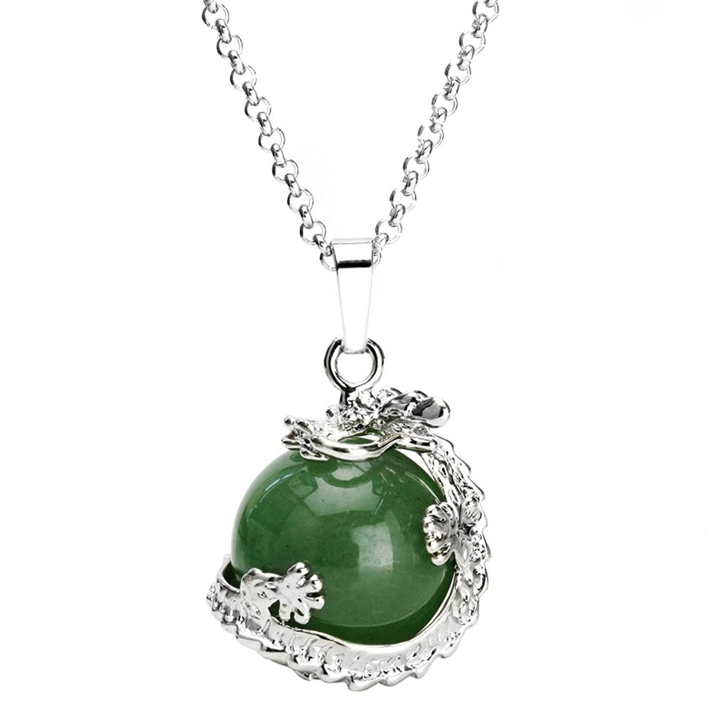 JEWELRIESHOP Dragon Necklace Chakra Reiki Healing Crystal Pendant Gemstone Necklace for Women Men