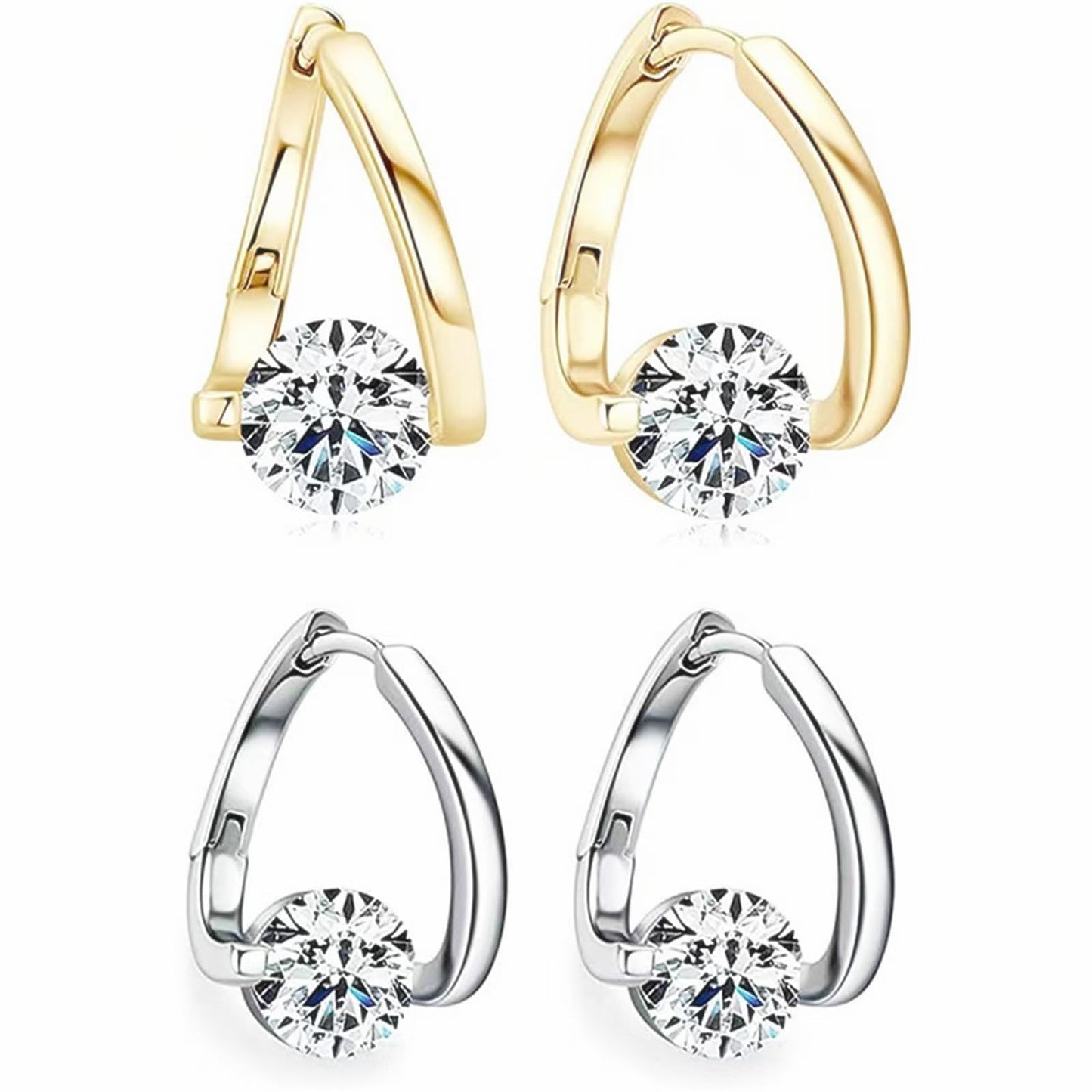 Lymphvity Germanium Crystal Ball Hoop Earrings Gold Silver Plated Unique Colorful Ball Sparkle Rhinestone CZ Lucky Round Circle Dangle Hoop Earrings for Women Minimalist Lymphatic Drainage Jewelry Gifts (Gold+silver)
