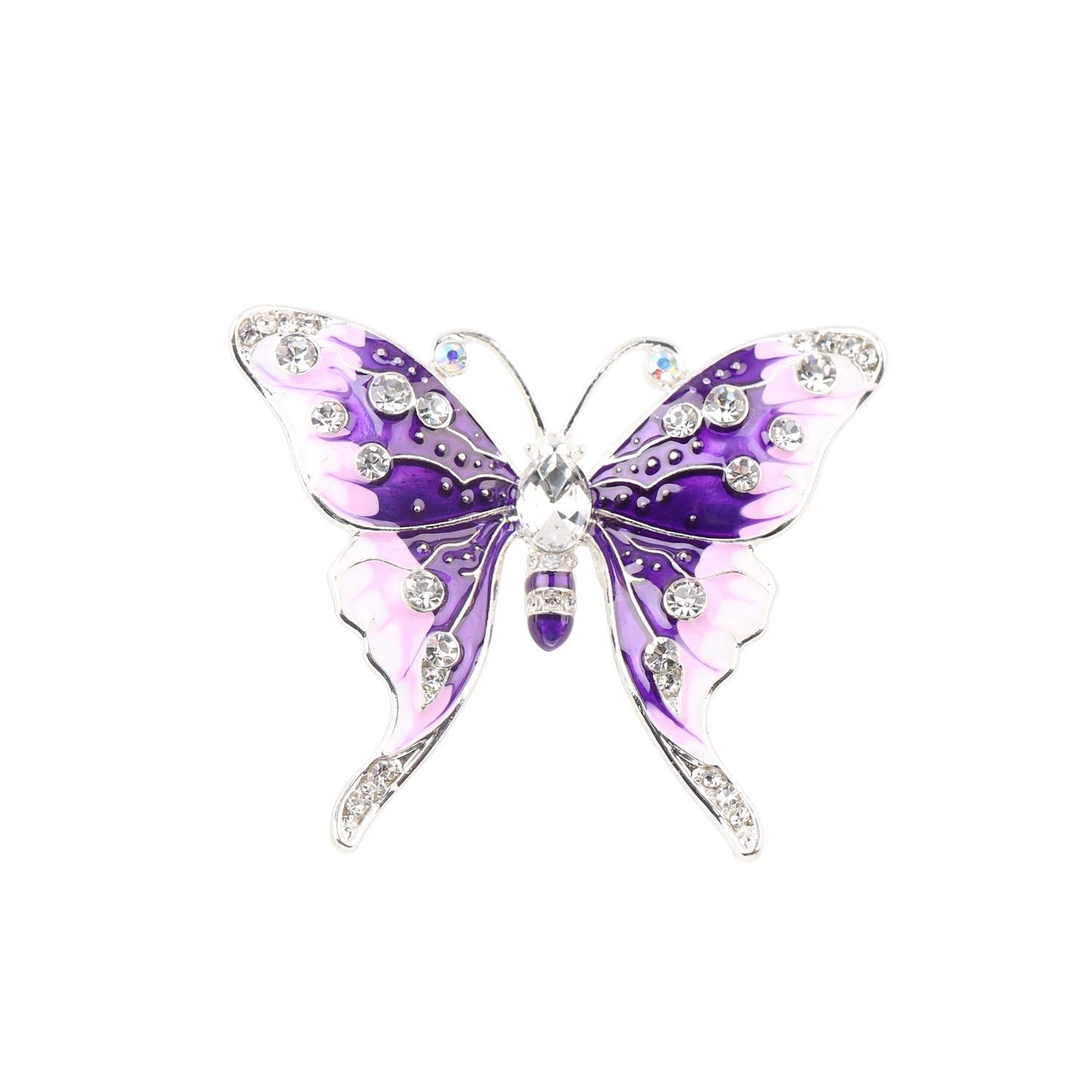 FEELMEM Crystal Rhinestone Butterfly Brooch Pin Blue Color Butterfly Brooches for For Women Wedding/Banquet/Birthday Party (purple)