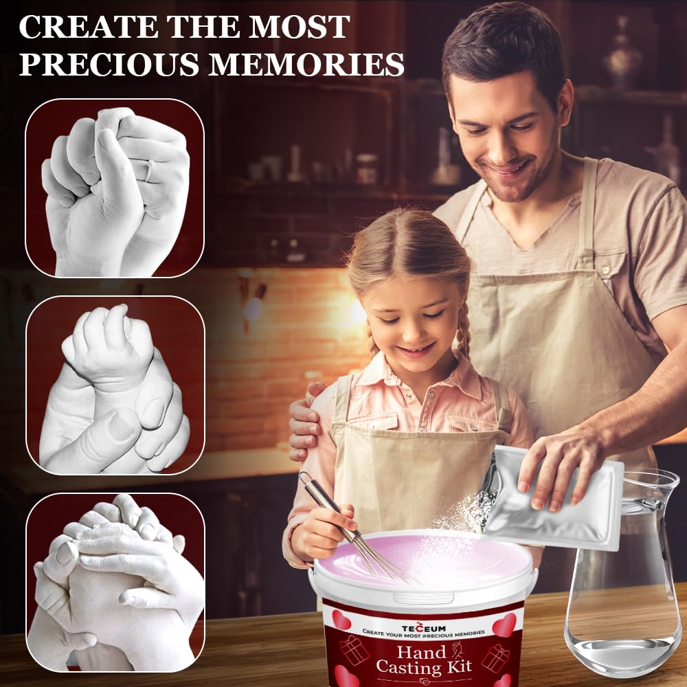 TECEUM Hand Casting Kit – Unique Gift for Babies & Adults – Ideal DIY Gift for Your Loved Ones, Couples, Family – For Wedding, Anniversary, Baby Shower, Mother’s Day, Christmas – Romantic Gifts – Kit1
