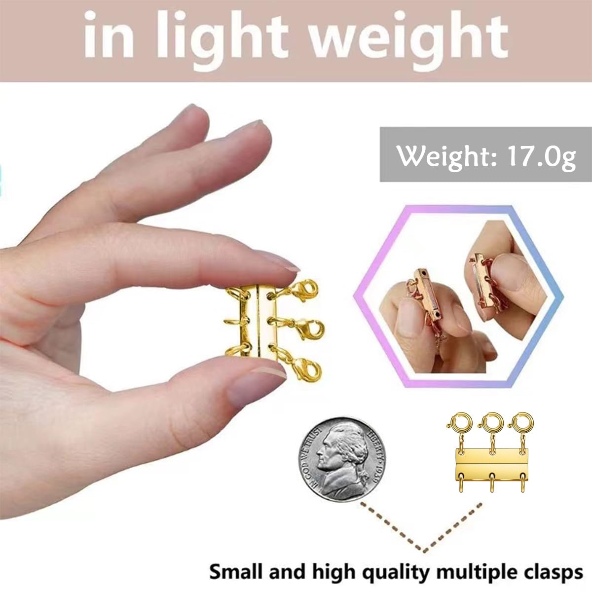 Layering Magnetic Necklace Clasps, Multiple Necklace Clasp,Necklace Clasps for Layered Look，Stainless Steel Chain Link Clasps for Necklaces and Bracelets, Silver, Gold (3golden 3silver A)