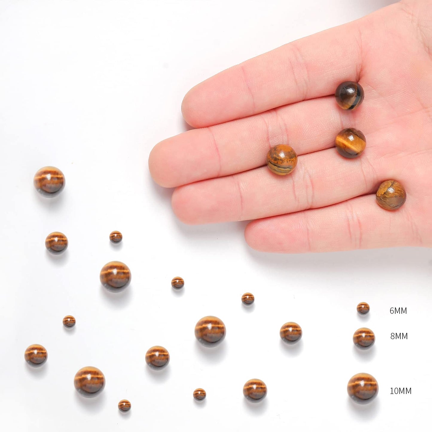 35pcs 10mm Natural Yellow Tiger Eye Gemstone Beads Energy Healing Crystal Round Loose Stone Beads for Jewelry Making, DIY Bracelets Necklaces