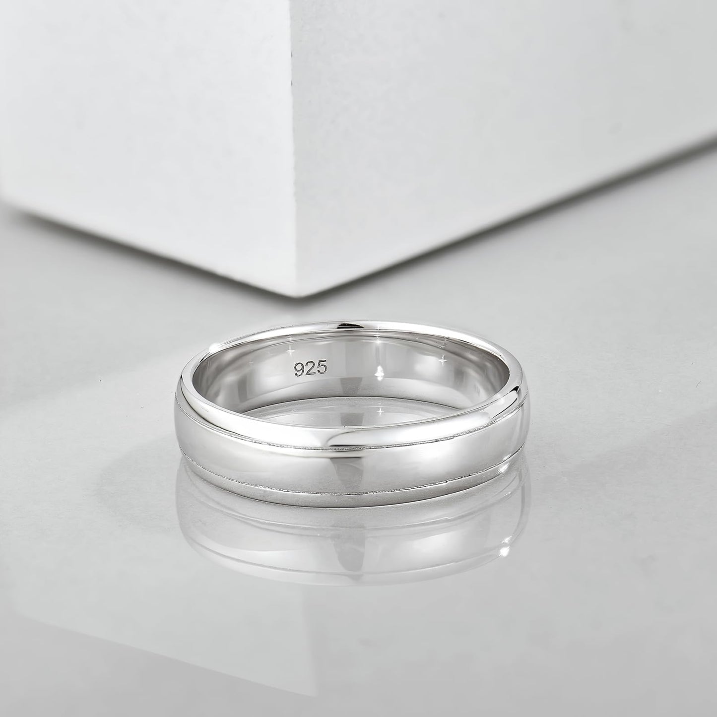 STARCHENIE 5mm Wedding Band Ring, 925 Sterling Silver Comfort Fit, Sizes 10