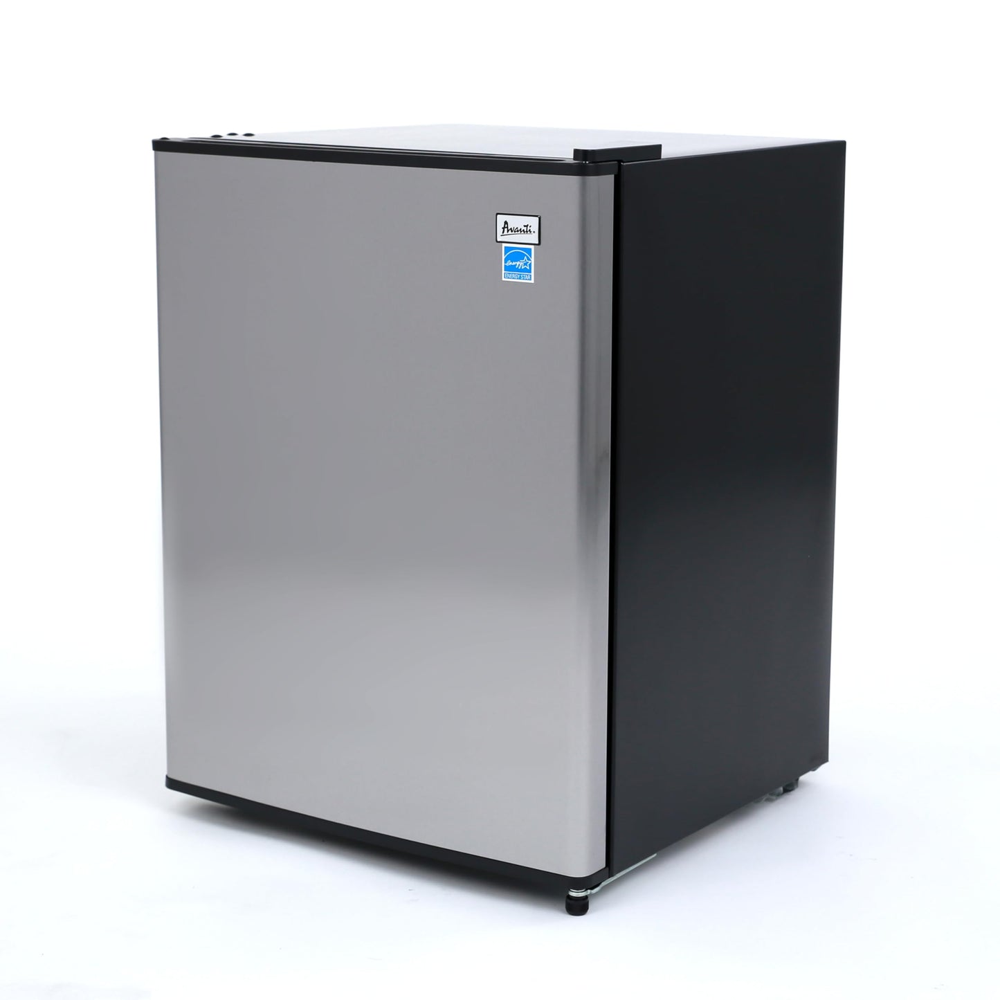 Avanti Mini Fridge Compact Refrigerator for Home Office or Dorm, Features Single Reversible Door Removable Shelves Automatic Defrost and Adjustable Temperature Control, 2.4-Cu.Ft, Stainless Steel