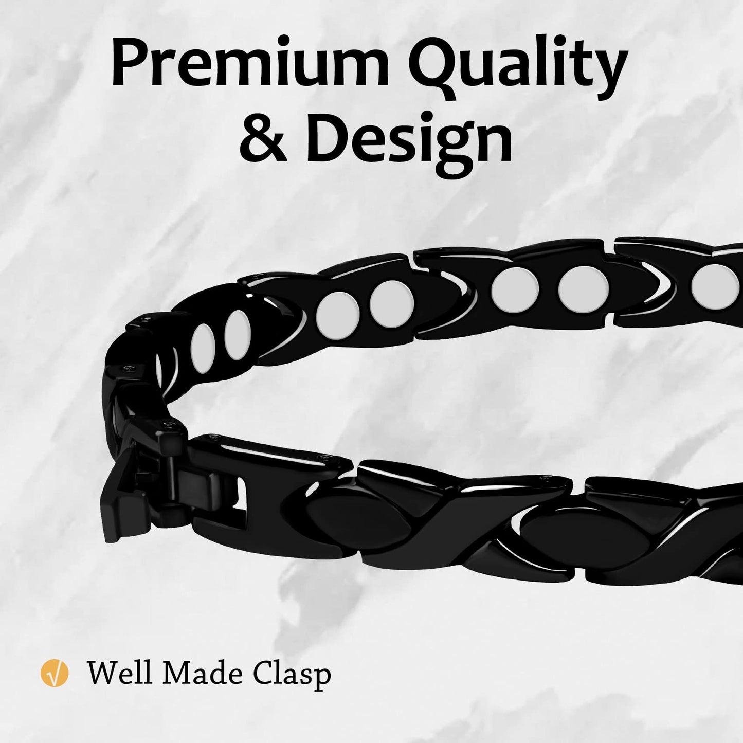 Feraco Magnetic Bracelet for Women Titanium Steel Magnetic Therapy Bracelet with Neodymium Magnets, Unique X Shape Links (Black)