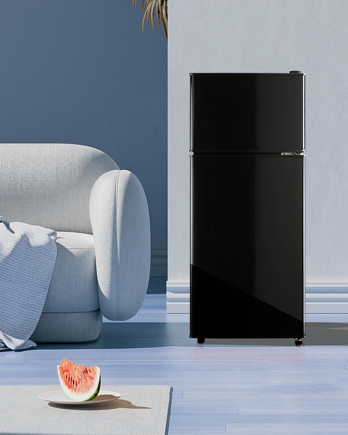 Iorbur 3.5Cu.Ft Compact Refrigerator, Small Refrigerator with freezer, Retro Fridge with Dual Door, 7 Level Adjustable Thermostat for Garage, Dorm,Bedroom, Office, Apartment-Black