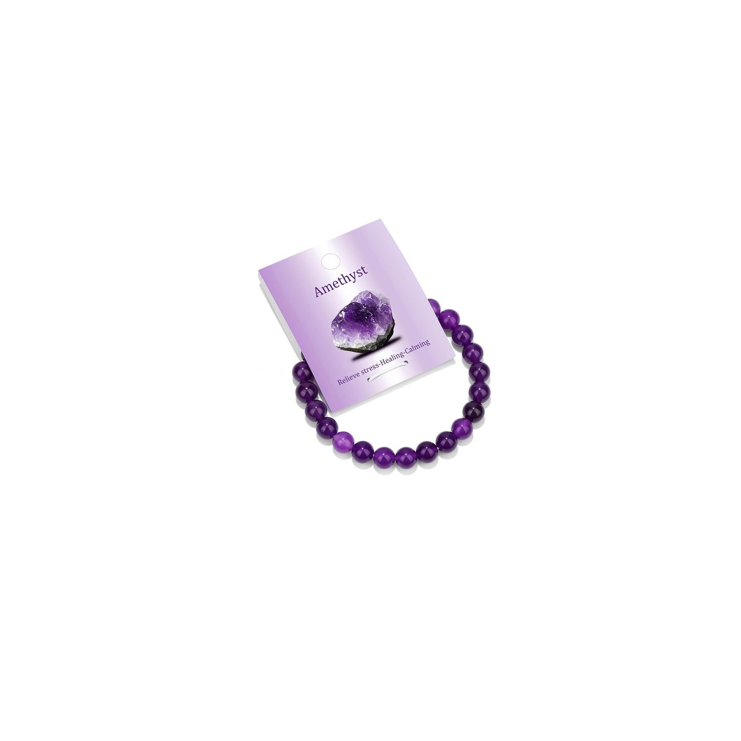 Vinswet Healing Crystal Bracelets for Women Men 8mm Amethyst Natural Stone Beaded Stretch Bracelet Handmade Gemstone Reiki Spiritual Jewelry Gifts