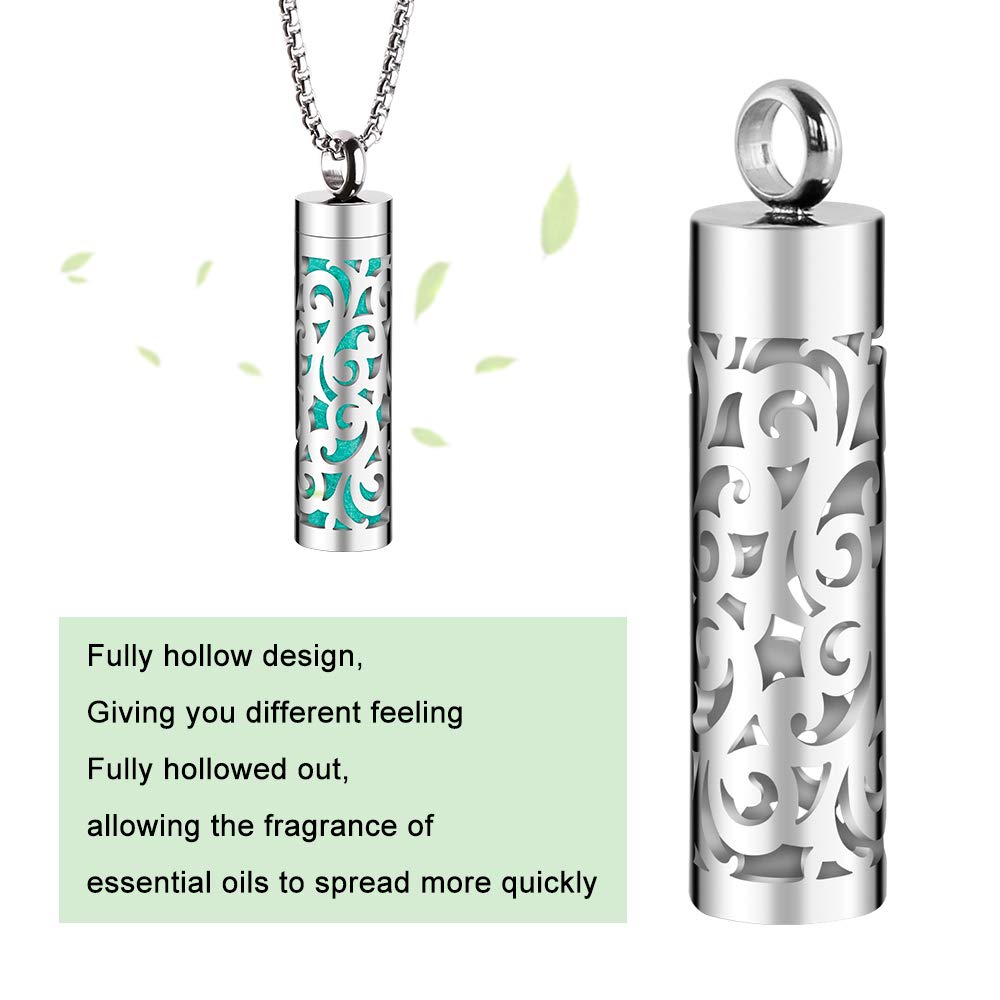 Maromalife Essential Oil Necklace for Women, 316L Stainless Steel Aromatherapy Pendant Diffuser Necklace, Essential Oil Jewelry Gift for Men Women, Christmas, Birthday