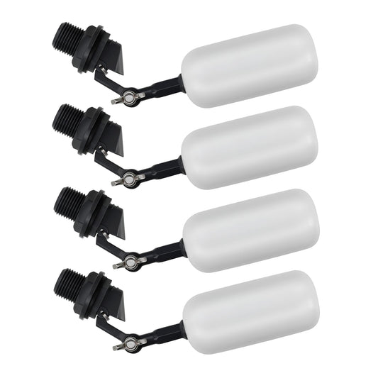 4 Pack Float Ball Valve, 3/4 inch(1/2 Inch NPT Thread), OD. 0.84 inch (21.34mm), Adjustable Arm for Livestock Water Trough, Aquariums, Hydroponics - Automatic Fill and Control Water Level