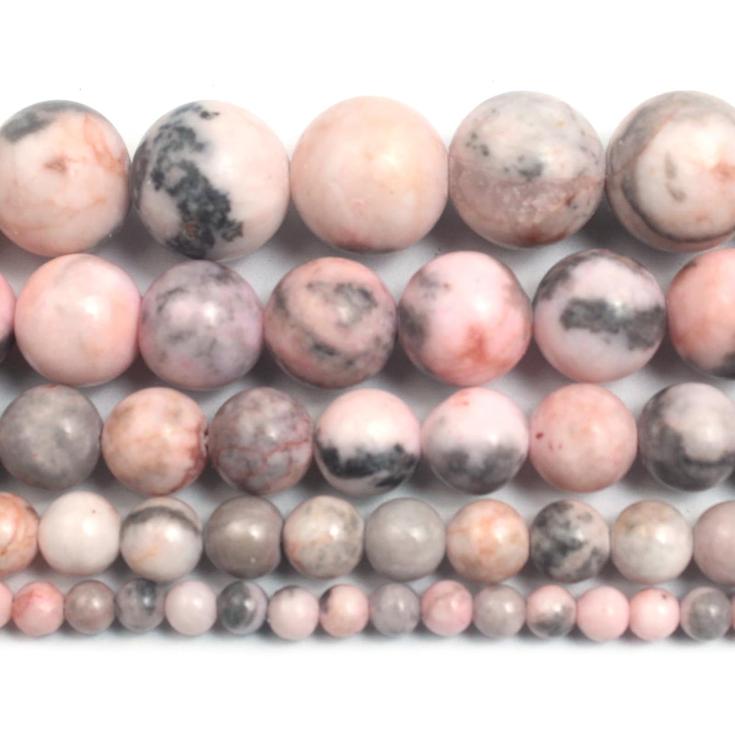 Cynbpm Natural Stone Beads for Jewelry Making Bracelet Adults Crafts Gemstones Necklace Supplies Embroidery Pink Zebra Loose Beads 6mm